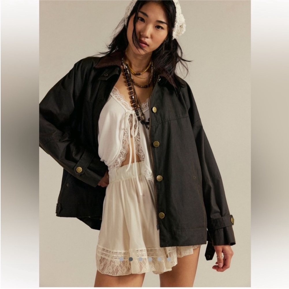 Free People Black Button-Front Lightweight Jacket